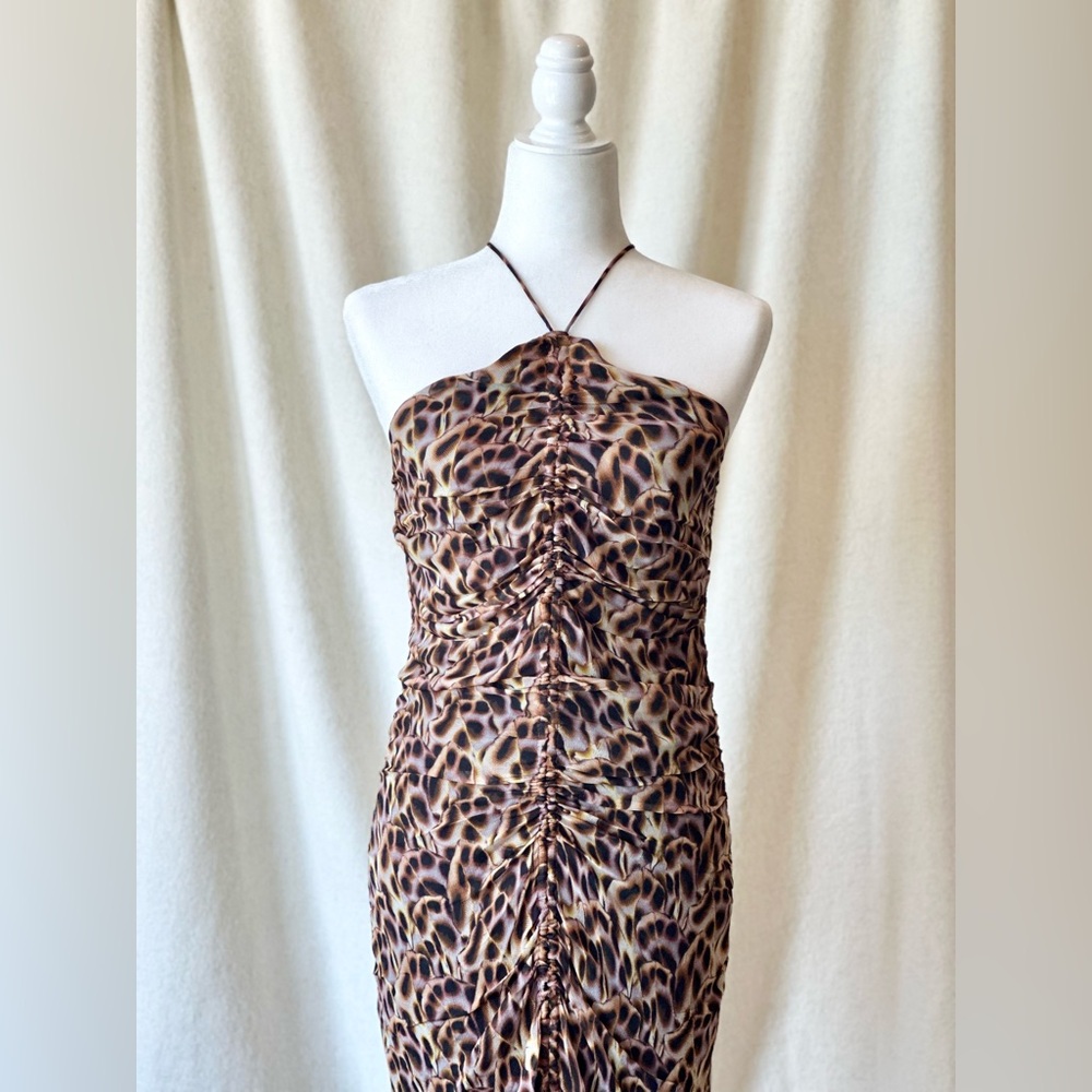 Isabel Marant Étoile Valdi Leopard Print Center Ruched Dress